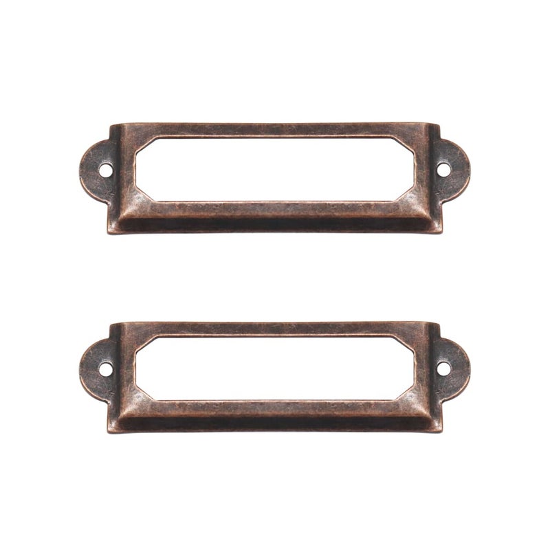 Adiyer [32 Pack] Antique Bronze Office Library File Drawer Cabinet Card Tag Label Holder Metal Frame 70mm x 33mm - Image 1